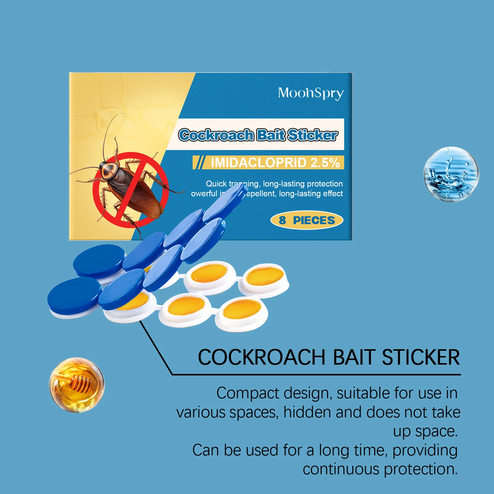 Cockroach Bait Sticker Set - Non-Toxic Indoor Pest Control Trap 10 cockroach bait sticker spu909719356915 desc 10
