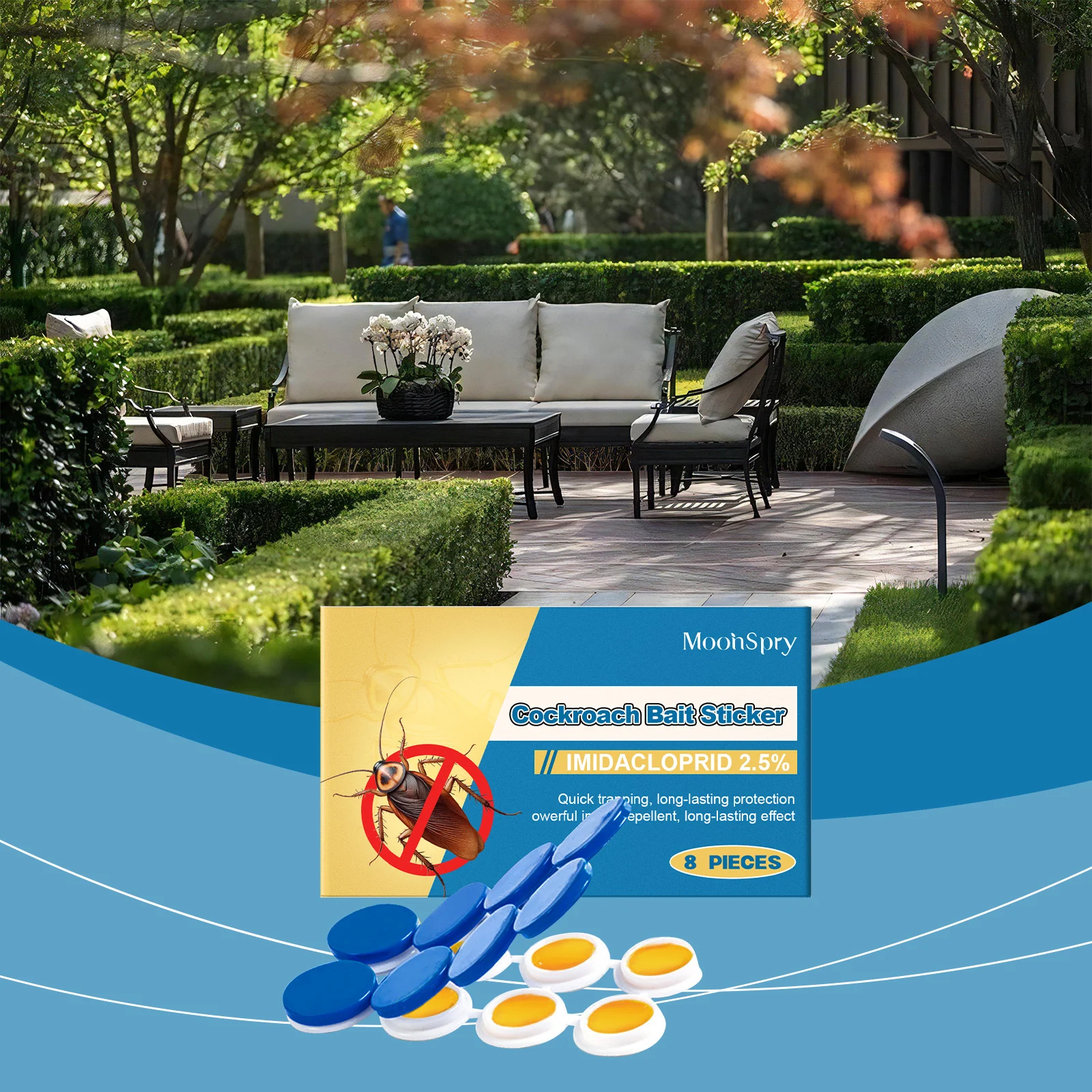 Cockroach Bait Sticker Set - Non-Toxic Indoor Pest Control Trap 2 cockroach bait sticker spu909719356915 desc 2