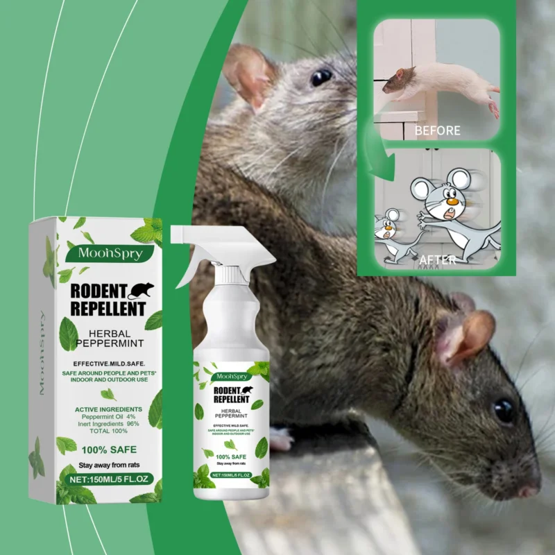 MoonSpry Peppermint Rodent Repellent Spray - Safe for People & Pets, Indoor/Outdoor Use