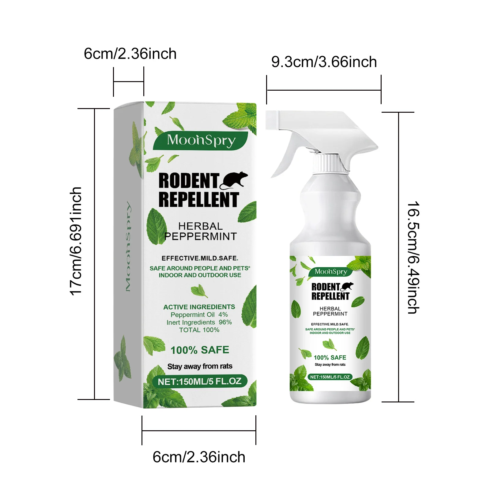 Peppermint Rodent Repellent Spray - Natural Indoor & Outdoor Protection 1 peppermint rodent repellent spray spu802747487224 desc 1