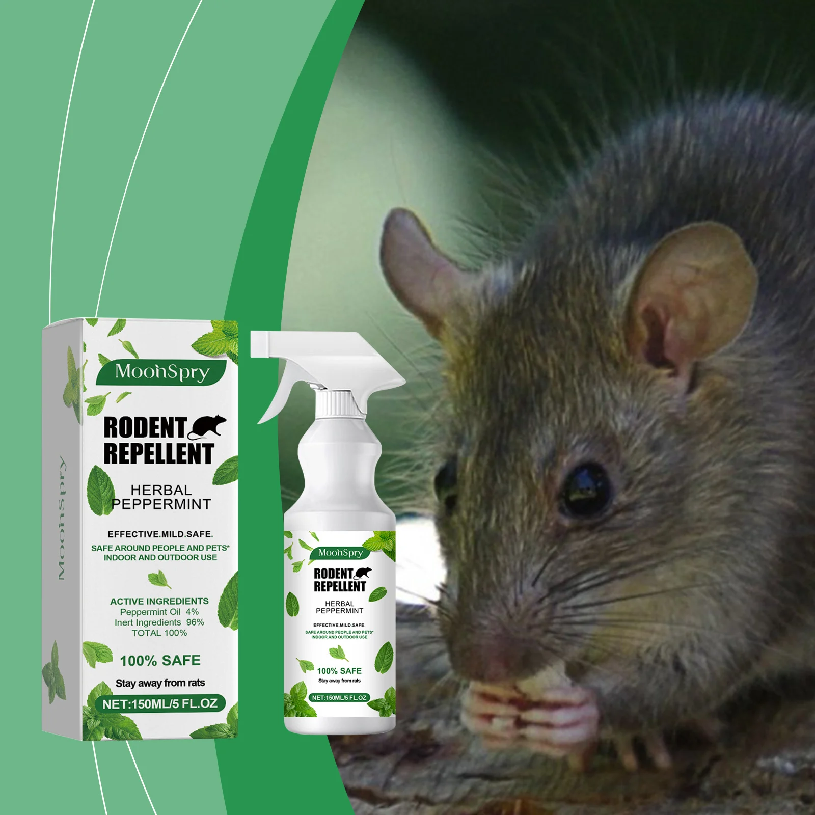 Peppermint Rodent Repellent Spray - Natural Indoor & Outdoor Protection 2 peppermint rodent repellent spray spu802747487224 desc 2