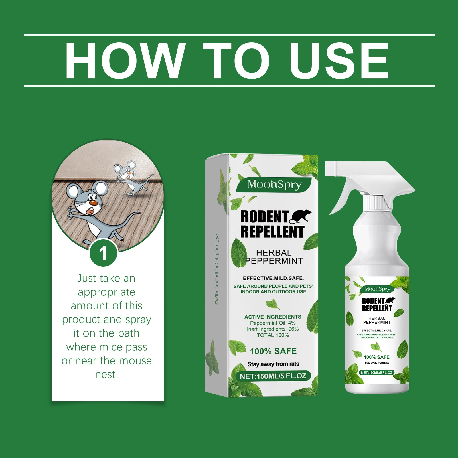 Peppermint Rodent Repellent Spray - Natural Indoor & Outdoor Protection 4 peppermint rodent repellent spray spu802747487224 desc 4