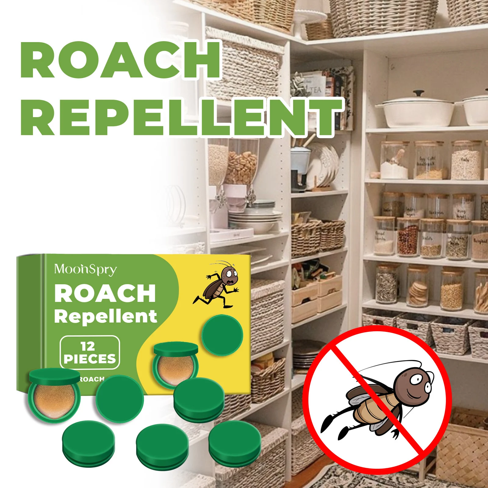 Roach Repellent Bait Traps - 12-Piece Home Infestation Kit 5 roach repellent bait traps spu777098188805 desc 5